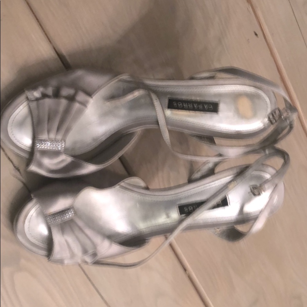 Grey dress heels with rhinestones
